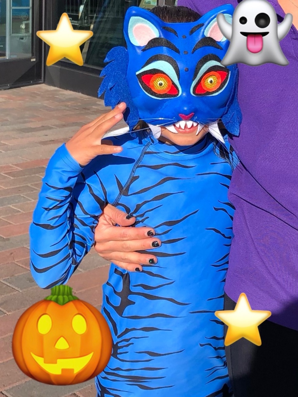 Derpy Kids Blue Tiger Halloween Costume, Small Top, 6X Bottoms